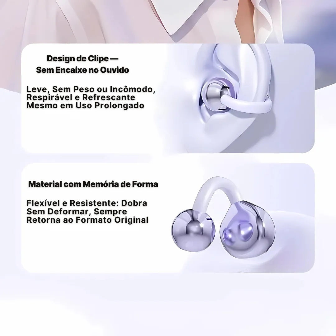 Fone Bluetooth FreeClips Open Ear Confortável e Moderno - OFERTA EXCLUSIVA 🔥