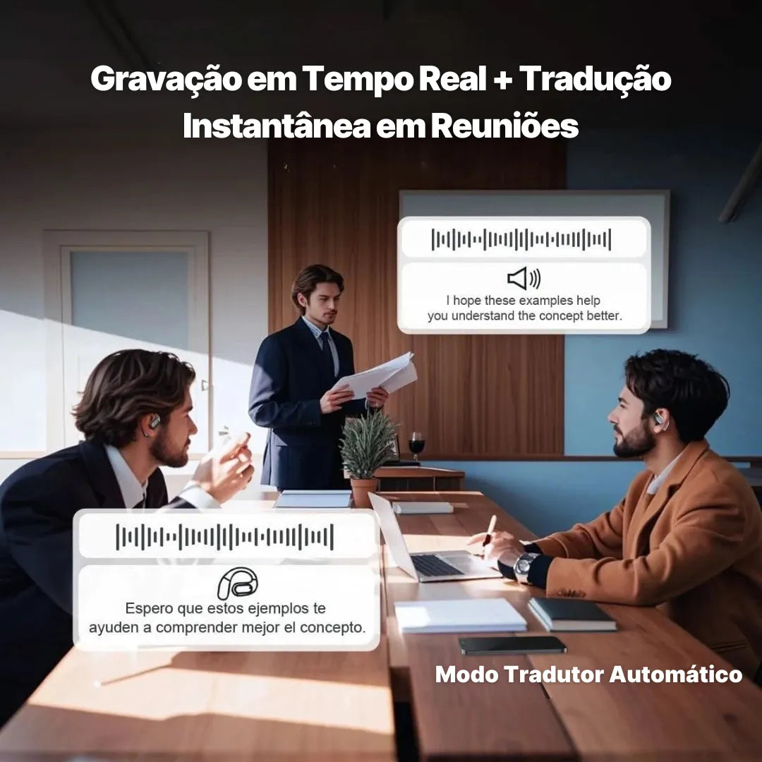 Fone Tradutor Bluetooth Erazer Tradução em Tempo Real, Open-Ear | Innova Fácil