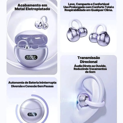 Fone Bluetooth FreeClips Open Ear Confortável e Moderno | Innova Fácil