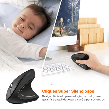 Mouse Ergonômico Sem Fio ErgoWave Pro Com Conexão 2.4GHz e Bluetooth | Innova Fácil